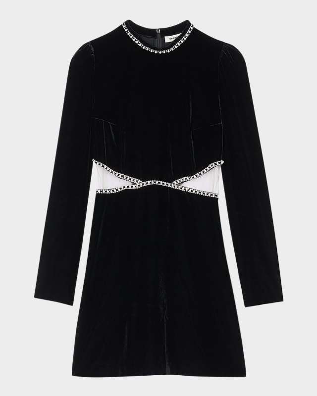 Maryline Embellished Velvet Mini Dress